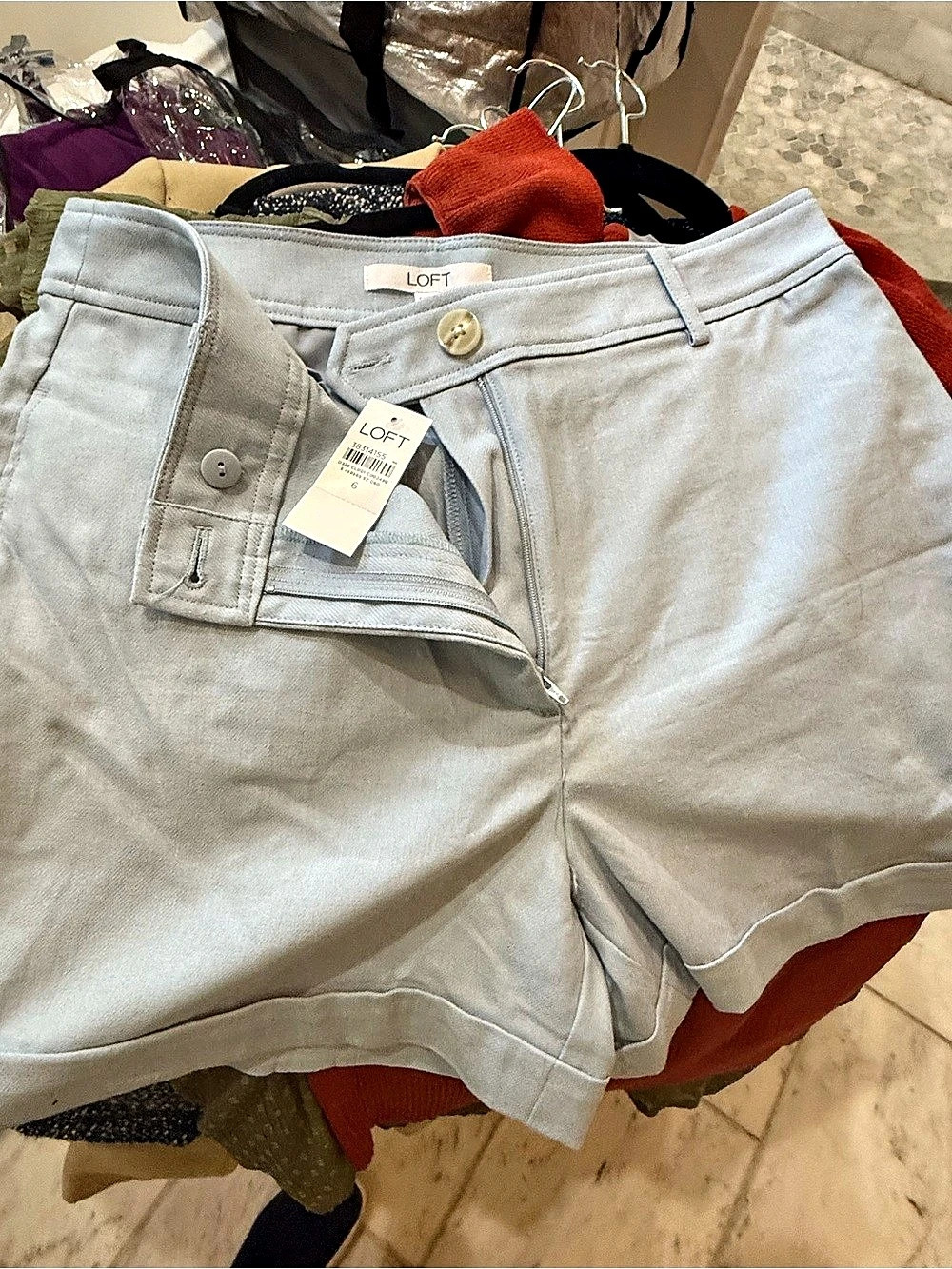 LOFT High Waist Shorts in Blue Size 6 NWT